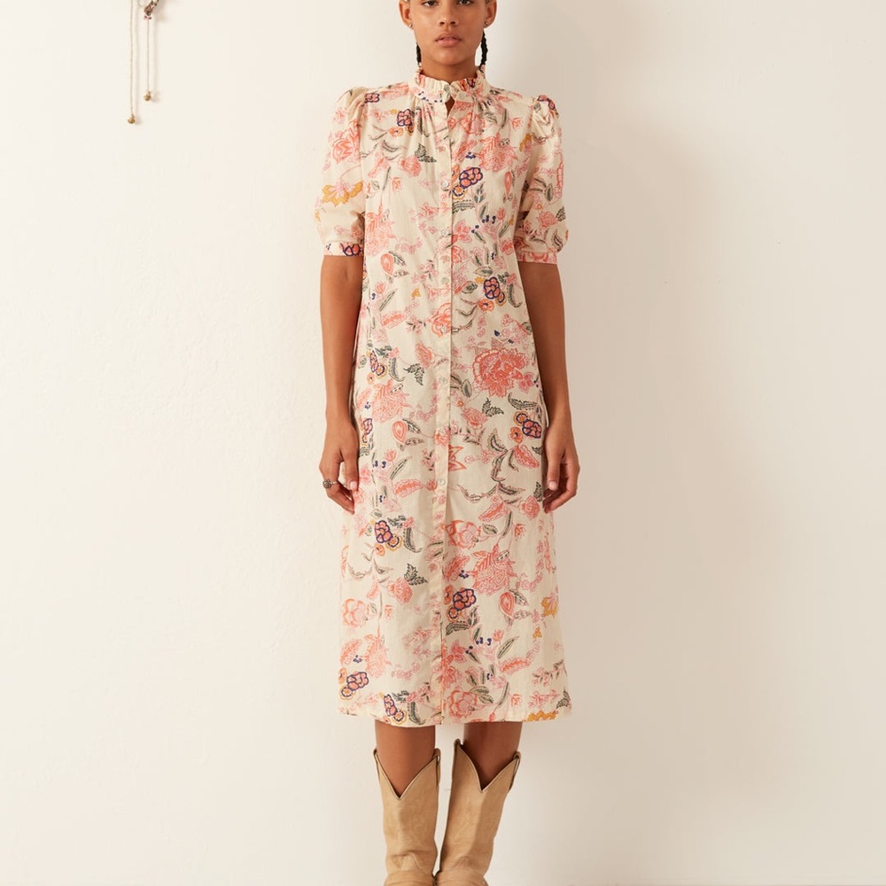 Alix of Bohemia Remi Coral Flower midi Dress